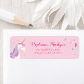 Eenhoorn grillig roze Baby shower Etiket (Insitu)