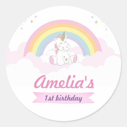 Eenhoorn gunst sticker, Eenhoorn partij sticker (Voorkant)