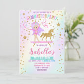 Eenhoorn Gymnastiek Verjaardag Uitnodiging (Staand voorkant)