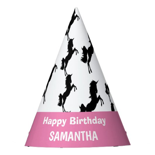 Eenhoorn Happy Birthday Roze Party Pet Feesthoedjes (Voorkant)