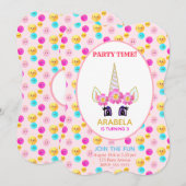 Eenhoorn & Happy Faces Verjaardagsfeest Kaart (Voorkant / Achterkant)