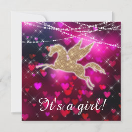 Eenhoorn Harten Roze Baby Girl Douche Uitnodiging