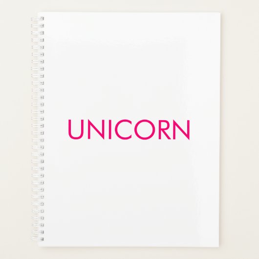 Eenhoorn heet roze en wit minimalistisch gebruik planner (Voorkant)