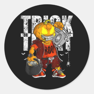 Eenhoorn Heks Halloween Zwarte Kat Oranje Maan Ronde Sticker