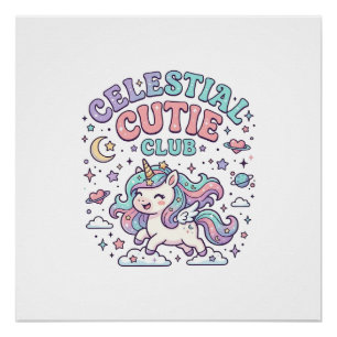 Eenhoorn Hemels Mutsy Club Retro Stijl Product G Perfect Poster