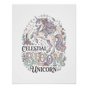Eenhoorn Hemelse Bloei Eenhoorn Premium Vector Typ Perfect Poster