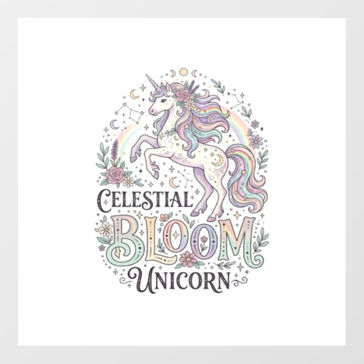 Eenhoorn Hemelse Bloei Eenhoorn Premium Vector Typ Raamsticker (Vel)