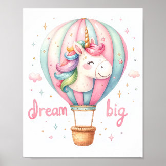 Eenhoorn Hete Luchtballon Kwekerij Kunst Poster