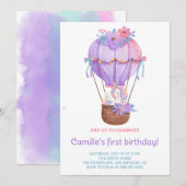 Eenhoorn heteluchtballon verjaardag kaart (Voorkant / Achterkant)