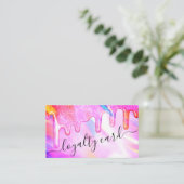 Eenhoorn Holografische Dikke Glitter Druppelt Loya Klantenkaartje (Staand voorkant)