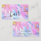 Eenhoorn Holografische Dikke Glitter Drupt Haar Visitekaartje (Voorkant / Achterkant)