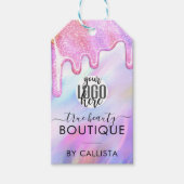 Eenhoorn Holografische Glitter Drip Logo Kleding L Cadeaulabel (Voorkant)