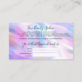 Eenhoorn Holografische Glitter Druppels Afspraak Visitekaartje (Achterkant)