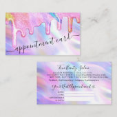 Eenhoorn Holografische Glitter Druppels Afspraak Visitekaartje (Voorkant / Achterkant)