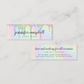 Eenhoorn holografische glitter druppels glam make- mini visitekaartje (Voorkant / Achterkant)