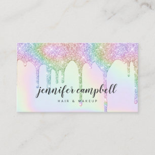 Eenhoorn holografische glitter druppels glam make- visitekaartje
