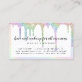 Eenhoorn holografische glitter druppels witte make visitekaartje (Achterkant)