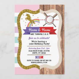 Eenhoorn & honkbal gezamenlijke jongen meisje verj kaart