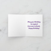 Eenhoorn hoofd met bloemen verjaardag Wenskaart Kaart (Binnen)