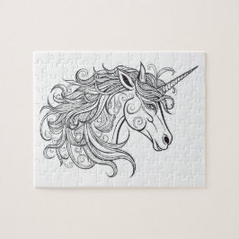 Eenhoorn hoofd tekening klein legpuzzel