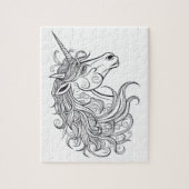 Eenhoorn hoofd tekening klein legpuzzel (Verticaal)