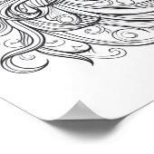 Eenhoorn hoofd tekening klein poster (Hoek)