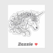 Eenhoorn hoofd tekening klein sticker (Vel)