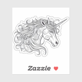 Eenhoorn hoofd tekening klein sticker