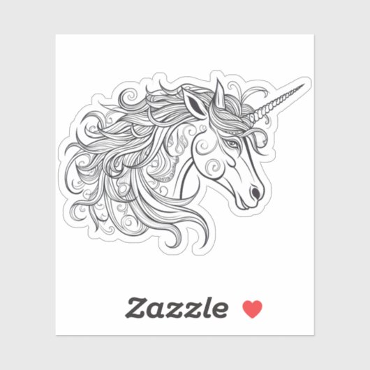 Eenhoorn hoofd tekening klein sticker (Vel)