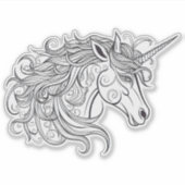 Eenhoorn hoofd tekening klein sticker (Voorkant)