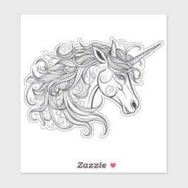 Eenhoorn hoofd tekening klein sticker