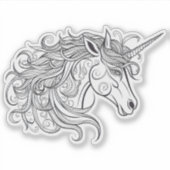 Eenhoorn hoofd tekening klein sticker (Voorkant)