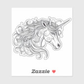 Eenhoorn hoofd tekening klein sticker (Vel)