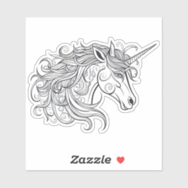 Eenhoorn hoofd tekening klein sticker