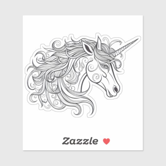 Eenhoorn hoofd tekening klein sticker (Vel)