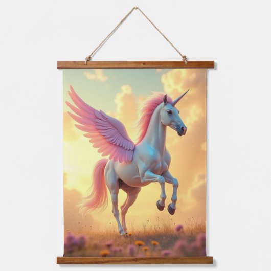 Eenhoorn Hout Topped Wall Tapestry One Panel Hangend Wandkleed (Voorkant)