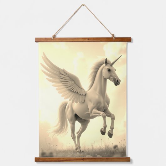 Eenhoorn Hout Topped Wall Tapestry One Panel Hangend Wandkleed (Voorkant)