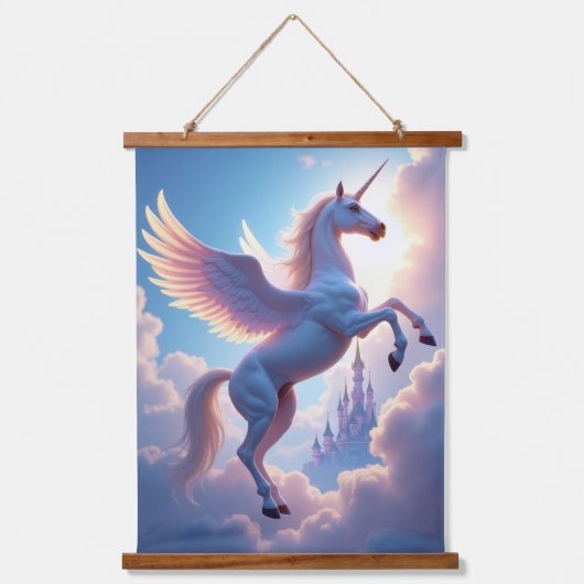 Eenhoorn Hout Topped Wall Tapestry One Panel Hangend Wandkleed (Voorkant)