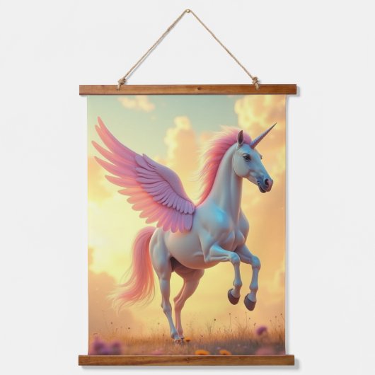 Eenhoorn Hout Topped Wall Tapestry One Panel Hangend Wandkleed (Voorkant)