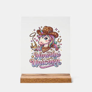Eenhoorn Howdy Eenhoorn Cadeau Idee Sticker en Shi Acryl Bord