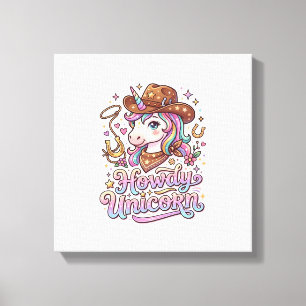 Eenhoorn Howdy Eenhoorn Cadeau Idee Sticker en Shi Canvas Afdruk