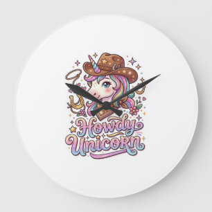 Eenhoorn Howdy Eenhoorn Cadeau Idee Sticker en Shi Grote Klok