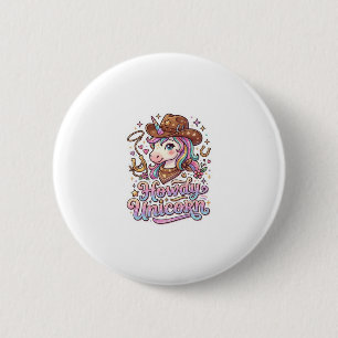 Eenhoorn Howdy Eenhoorn Cadeau Idee Sticker en Shi Ronde Button 5,7 Cm