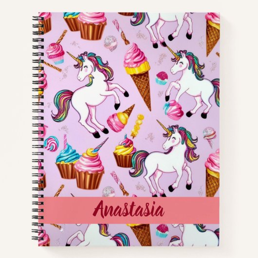 Eenhoorn Ice Cream Cone Pattern Notitieboek (Voorkant)