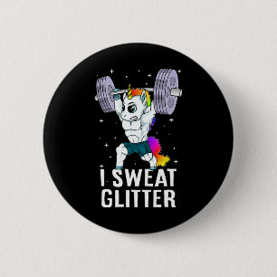 Eenhoorn Ik Zweet Glitter Funny Gym Workout Mannen Ronde Button 5,7 Cm