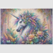Eenhoorn in betoverd bloemenbos Decoupage Tissuepapier (Voorkant)