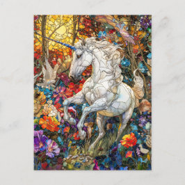 Eenhoorn in bloementuin briefkaart