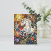 Eenhoorn in bloementuin briefkaart (Staand voorkant)