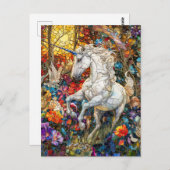Eenhoorn in bloementuin briefkaart (Voorkant / Achterkant)