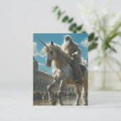 Eenhoorn in de stad briefkaart (Staand voorkant)